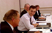 Bernard Lord listens to the council's first meeting
