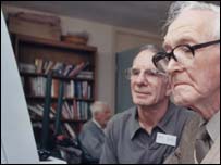 Arthur Harrison looks deep into cyberspace with the help of Roy Gunn, Age Concern