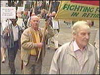 Pensioners protesting