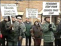 Pensioners protesting at council tax rises
