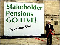 Minister Alastair Darling launches stakeholder pensions