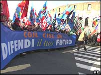 Pension protesters in Rome