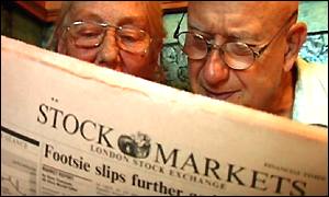 Pensioner couple read about stock market fall in Financial Times