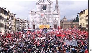 Florence demonstration at Santa Croce