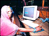 Norti Bai sitting at a computer