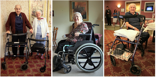 Nursing home residents with new equipment.