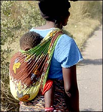 Zimbabwean woman with child