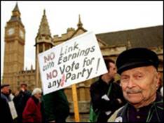 A pensioner at Parliament