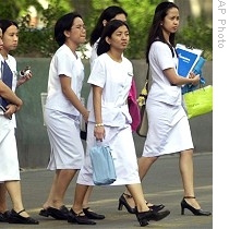 Filipino nursing students in suburban Quezon City, north of Manila (2004 file photo)