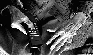 Old man with remote control